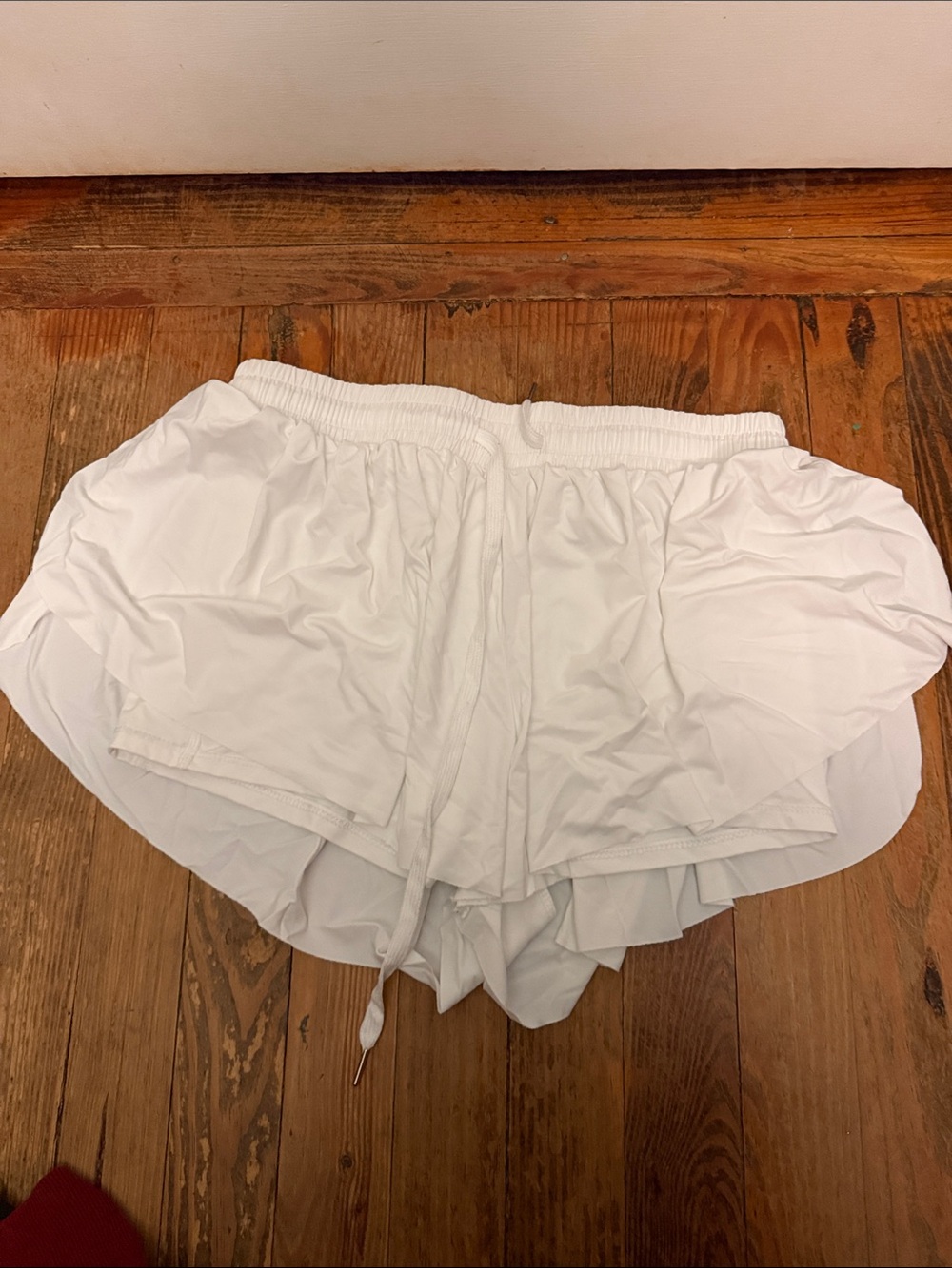 Amazon White Layered Elastic-Waist Athletic Shorts